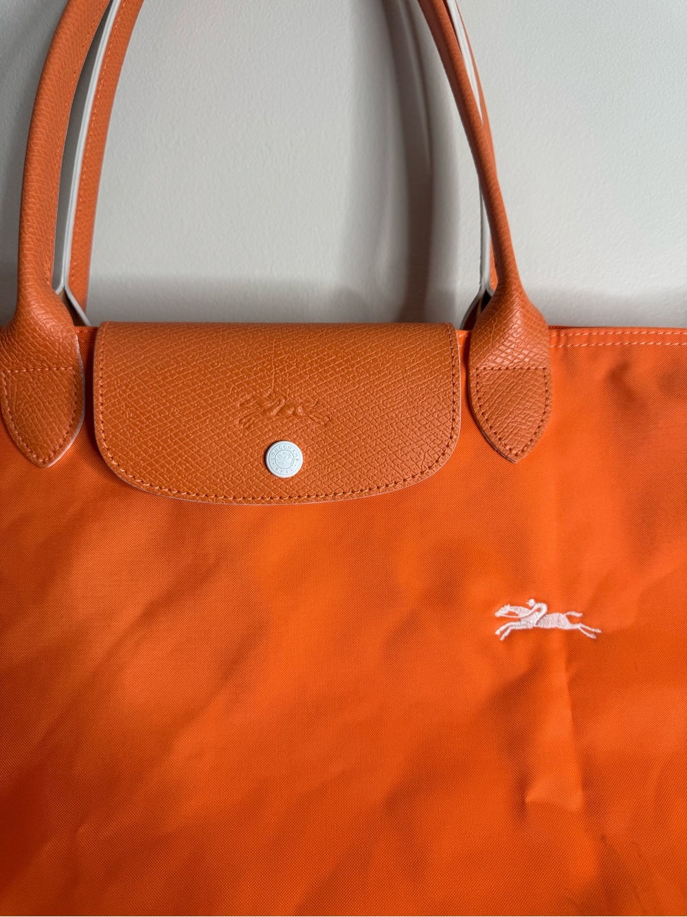 Longchamp Le Pliage Original Large Shoulder Tote Bag Orange Recycled Canvas - Picture 2 of 13